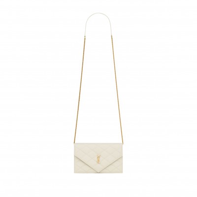 YSL PARIS CHAIN WALLET IN GRAIN DE POUDRE LEATHER 871149AAGOZ9207 (20*13*5cm)